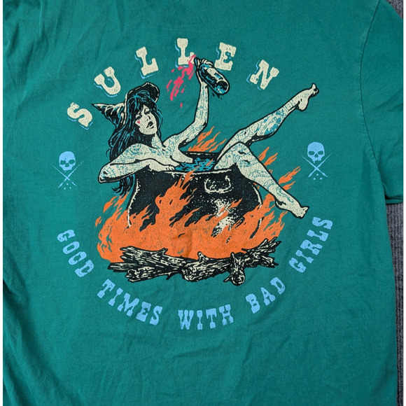 Sullen Art Collective Graphic Shirt Mens Large Witch Tattoo Art Cauldron Girl - Picture 2 of 7